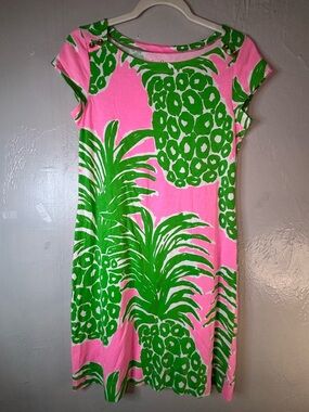 Lilly Pulitzer Pink and Green Pineapple Print dress Size Small